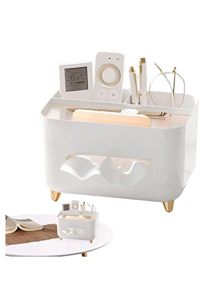 Flippy Napkin Holder, ABS Multifunctional Box, Personal Items Holder, Office, 21x15x13 cm, White