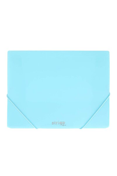 Strigo A4 plastic folder, elastic band, neon blue SF097