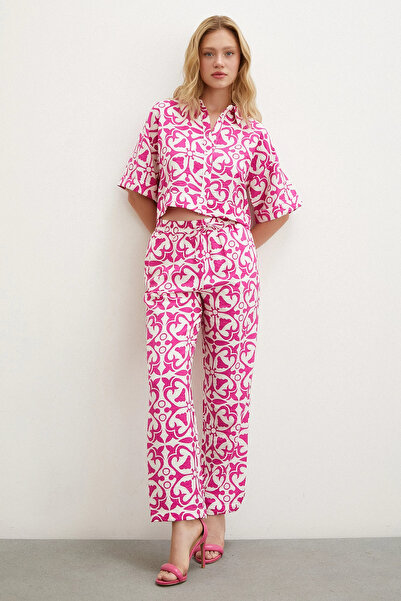 TRENDQUEL Pantaloni cu talie elastică, fucsia