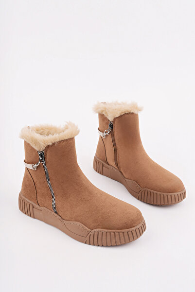 Madam Tarz حذاء Stark-712 مصنوع من الفرو مع تفاصيل سحاب