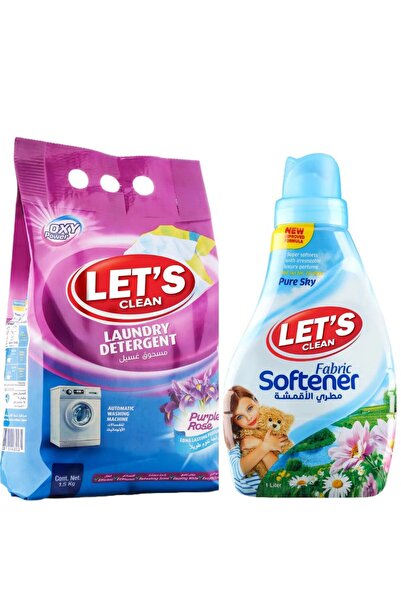Let's Clean مسحوق غسيل أوتوماتيك برائحة الورد الأرجواني 1.5 كجم ومنعم الأقمشة...