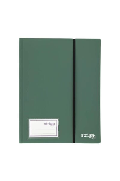 Strigo PP A4 folder with elastic, 40 protective sheets, dark green SF093