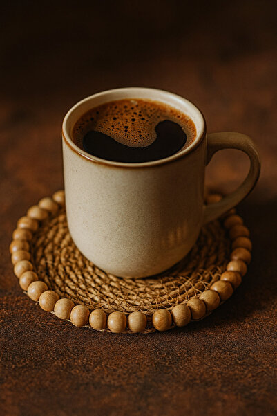 Geni Wicker Beaded Coasters Wicker Trivets Beaded 4 Pieces 10cm