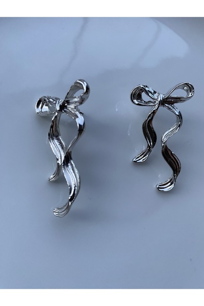 VEGALUXE Bow Silver Color Earrings