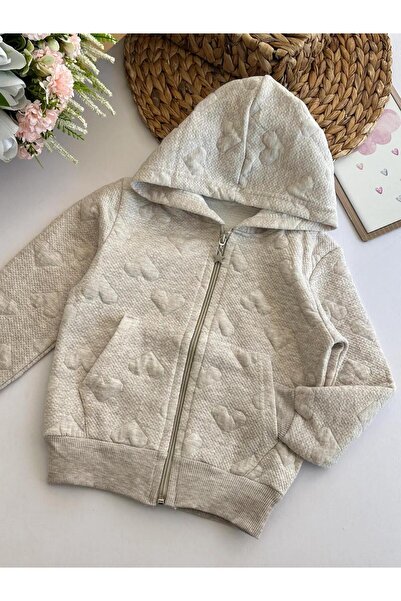 Sima Butik Kız Çocuk Yıldız Kabartmalı Kapuşonlu Ceket