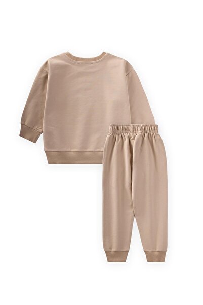 Cigit Basic Tracksuit Set 2-7 Years Beige