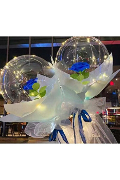 vivimall Blue Rose in Balloon with LED Lights