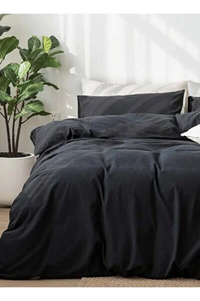 LUNA HOME Queen Size 6-Piece Premium Quality Bedding Set in Solid Black, No Filler Included.