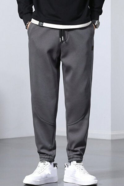 GENIUS STORE Ανδρική αθλητική φόρμα με φλις κορδόνια στη μέση Jogger αθλητικό παντελόνι SPOR-ESF001