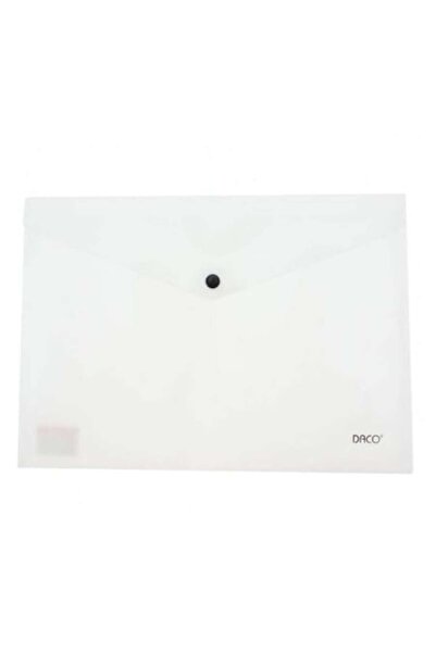 Daco Dosar plic A4 din plastic, 200 µm, închidere cu capsă, alb