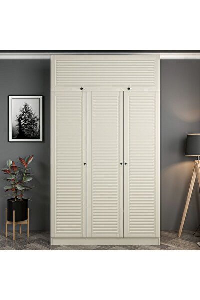 Minar Kale 3 Mebran Panjur Kapaklı 2 Çekmeceli Dolap Ve Yüklük Kumtaşı 235CM