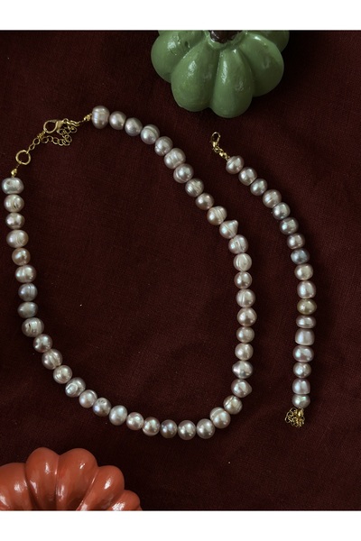 Butik Pink Pearl Set Necklace Bracelet