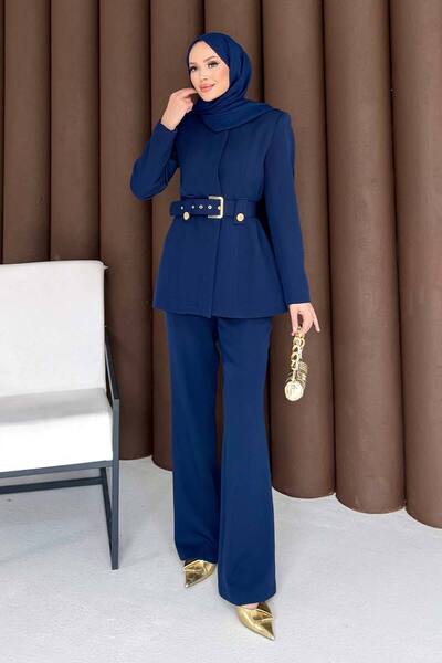 Melike Tatar طقم سترة مع حزام 32-3304