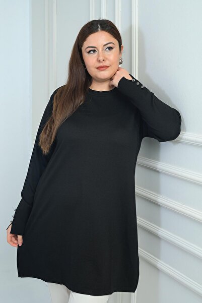 By Saygı Γυναικεία μπλούζα με πλέξη μαλλιών στο μπροστινό μέρος, μεγάλο μέγεθος, κρύο νήμα, τουνίκ