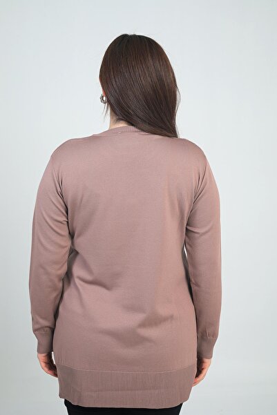 By Saygı Women's One Side Braided Plus Size Lycra Tunic Blouse