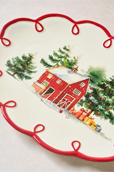 Karaca New Year Yılbaşı Cottage Kayık Tabak 25,5 cm