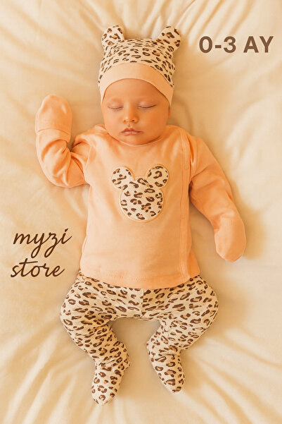 MYZİ STORE طقم ملابس للأطفال حديثي الولادة مكون من 3 قطع - 100% قطن - مطرز - ...