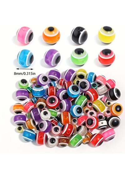 312 KONSEPT 100 τεμάχια πλαστικές χάντρες με χρώμα 8 χιλιοστών με σχήμα κακού ματιού