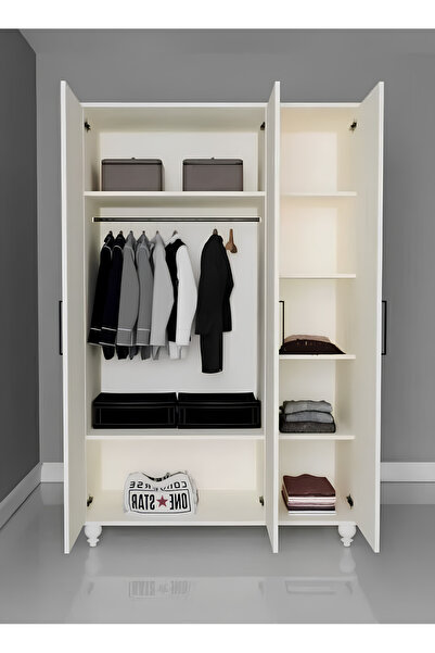 arionkids Alin 3 Kapaklı MDF Dolap | REHAU Kaplama Kapaklar | Ağaç Ayaklar | Yüksek Kalite