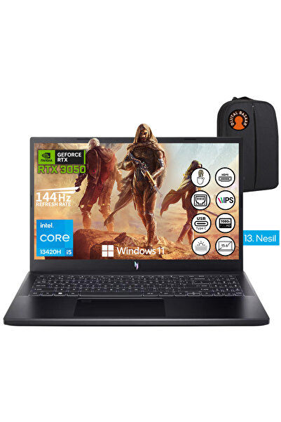 ACER Nitro V15 i5-13420H RTX3050 16GB RAM 1TB SSD 15.6" FHD IPS 144Hz W11 Taşınabilir Bilgisayar