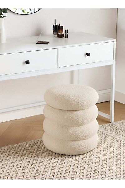 Taimi Boucle Fabric Vanity Chair - Dressing Chair for Bedroom, Dressing Room, Makeup Chair 40x33cm - Beige