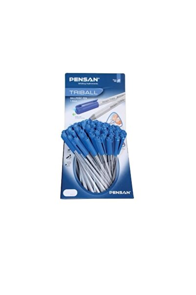 Pensan Triball Pen Set, 1 mm Tip, 60 Pieces, Blue Ink, Plastic Body with Cap