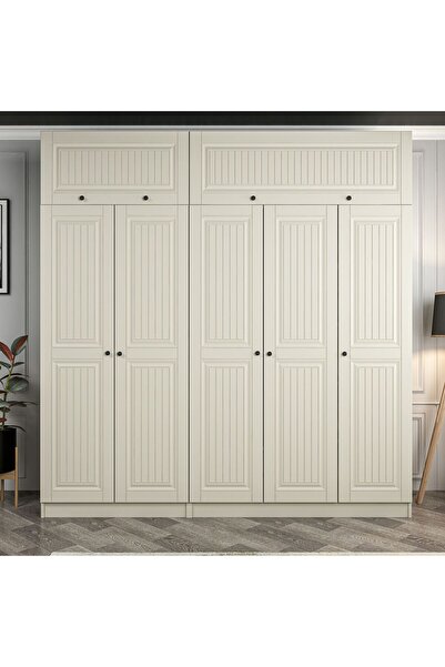 Minar Kale 5 Kapaklı 2 İç Çekmeceli Dolap Ve Yüklük Kumtaşı Mebran İlkbahar