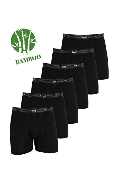 Hmd 6-Piece Lycra Men's Flexible Black Bamboo Boxer Briefs |   Anti-Sweat Soft Fabric