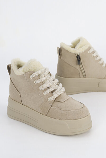 Mamito Ayakkabı FRM 034 Μπότες με λεπτομέρεια από γούνα με κορδόνια