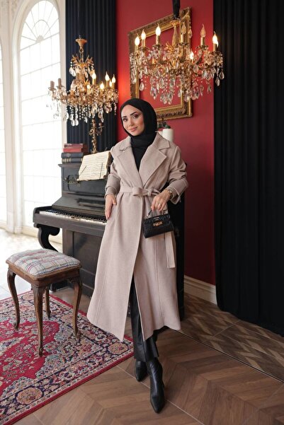 GLR&GYM AYSEREN KADIN BÜYÜK BEDEN ASTARLI BAĞLAMALI GENÇ ÖRME KAŞE KABAN