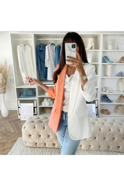 Welike Sacou de damă Gancy Vancy - Somon și Alb