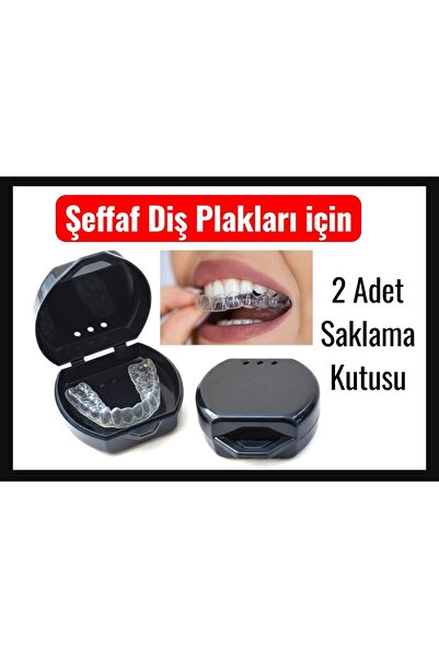 Vulli Şeffaf diş Plakları için 2 adet plak kutusu