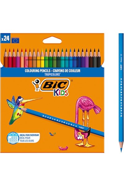 Bic Creioane colorate Tropicolors pentru copii, 24 de culori