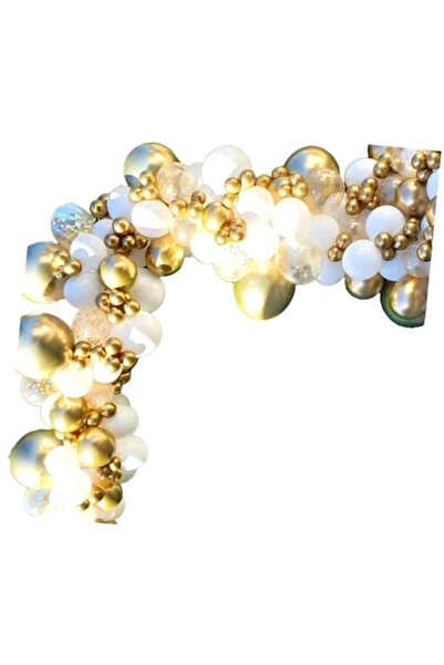 LEIBOO Set Arcă de Petrecere cu 127 Baloane din Latex, 12 cm / 25 cm / 30 cm, Alb - Auriu