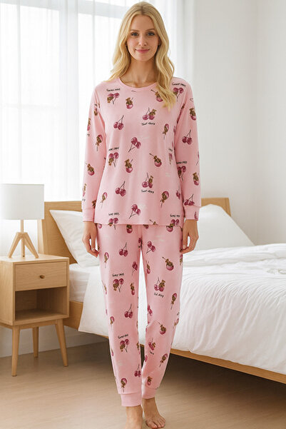 Silona Homewear Set de pijamale roz cireșiu cu mâneci lungi