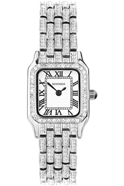 Sekonda Ceas de damă Monica, brățară cu cristale, argintiu, 3ATM, cadran alb