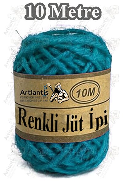 Artlantis Renkli Jüt İpi 10 Metre 1 Paket Hasır İp Mumlu Kırnap İplik İp Doğa...