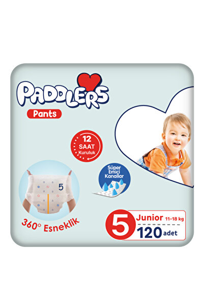 Paddlers Külot Bebek Bezi 5 Numara Junior 120 Adet (11-18 Kg) Ekstra Aylık Paket
