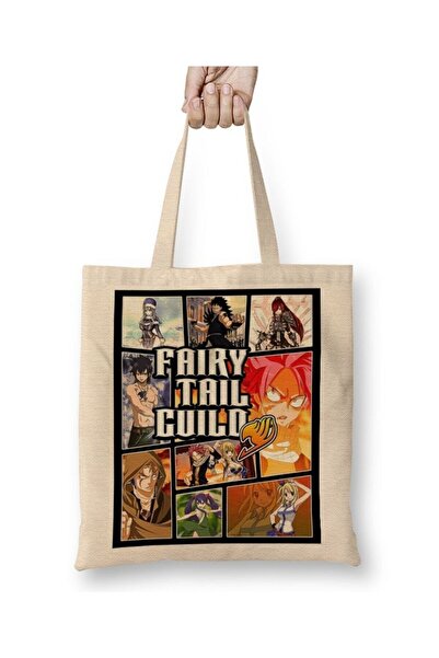 Toyaso Fairy Tail Guild Anime Gta Style Біла тканинна сумка з довгими ручками Сумка для покупок Пляжна сумка