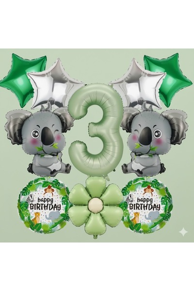 parti kral Safari Temalı Koala Doğum Günü Balon Seti
