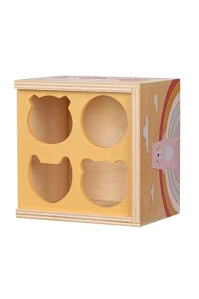 SOHO Educational wooden toy cube with geometric shapes, Multicolor