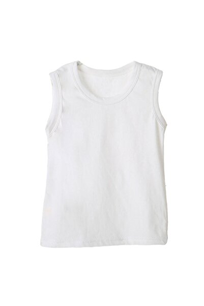 GUNERI UNDERWEAR Boy's White Thick Strap Ribbed Undershirt 100% Cotton Unders...