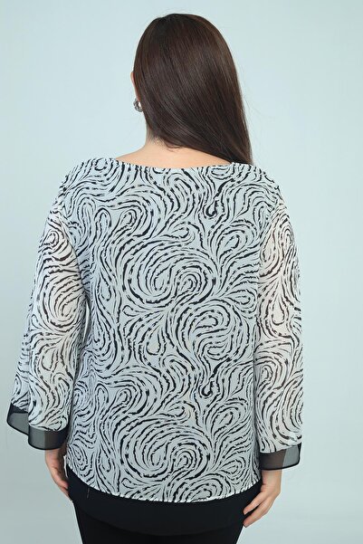 By Saygı Γυναικεία μπλούζα σιφόν με σχέδιο με λαιμόκοψη σε σχήμα V