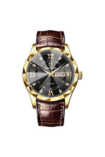 BINBOND Ανδρικό Ρολόι Χειρός Elegant Quartz Casual Fashion Business 3 ATM Δέρμα
