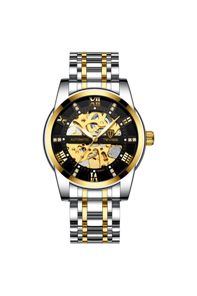 Tevise Ceas de mână bărbătesc retro clasic mecanic automat la modă lux schelet