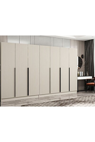 Minar Kale Plus 7 Mebran Kapaklı 4 Çekmeceli Dolap Kumtaşı Mebran 190CM