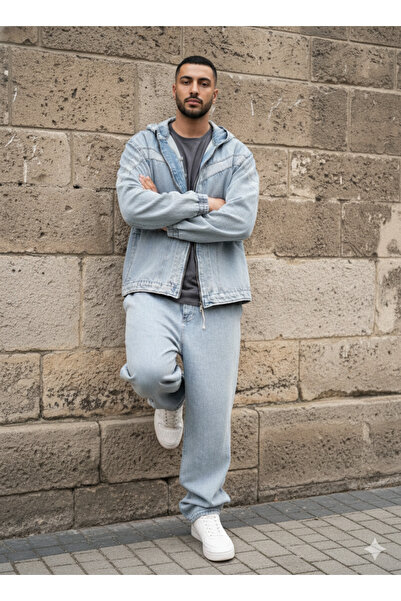 Ceylen Men's Denim Coat Pants Set