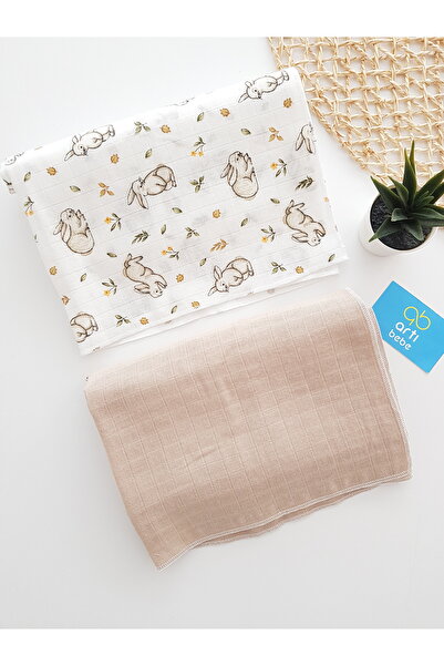 artıbebe بطانية من قماش الموسلين مكونة من قطعتين من تافسانلي |   100% قطن |   قماط للأطفال، حفاضات للكتف، غطاء للرضاعة الطبيعية