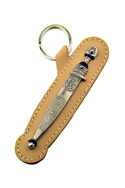 anahtarlıksepeti Ключодържател с черкезки кинжал от естествена кожа
