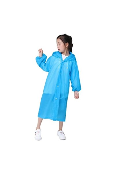 Optim Solution - Children's Rain Poncho, Waterproof, Wind-resistant, Blue, 100-145 cm